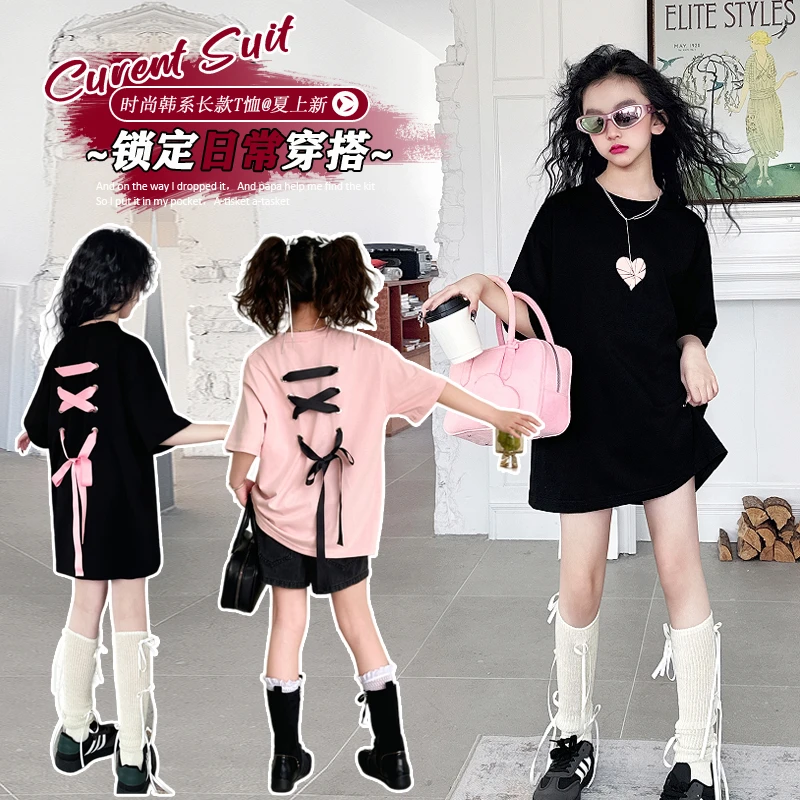 女童短袖T恤夏季2025新款儿童夏季潮酷穿搭夏装大童女孩韩版时尚t