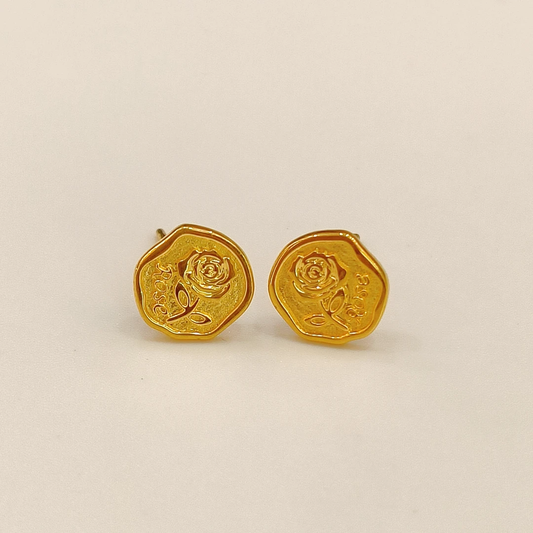 足金999时尚玫瑰花耳饰2.27g