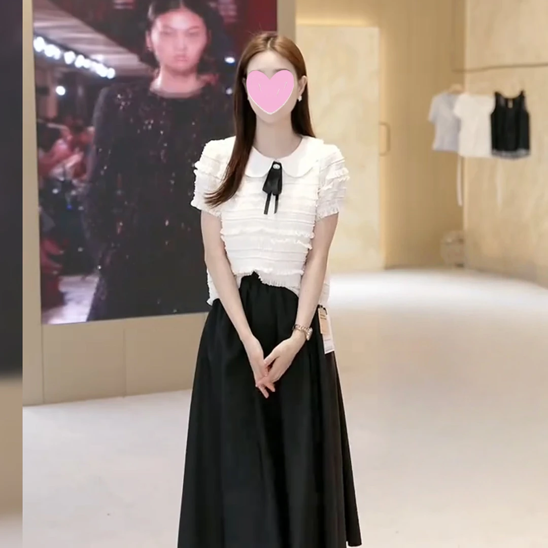 法式小个子温柔甜美风蝴蝶结系带短袖t恤女夏季款高级感减龄上衣