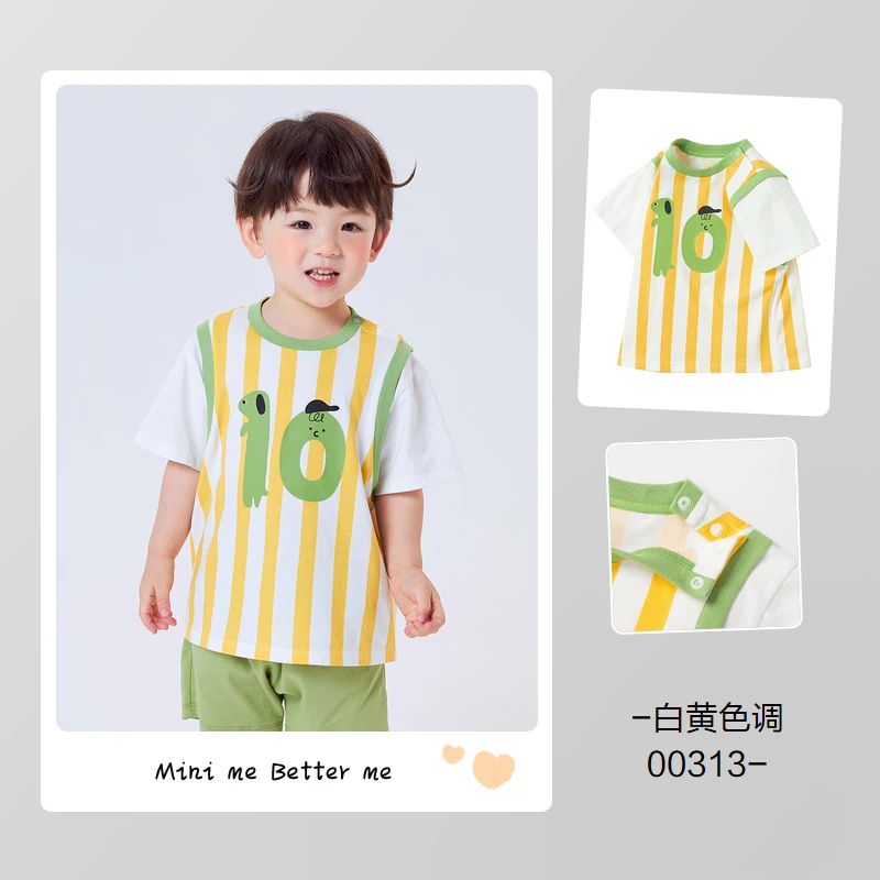 童装夏季纯棉男女童插肩袖T恤透气圆领印花儿童  短袖单件