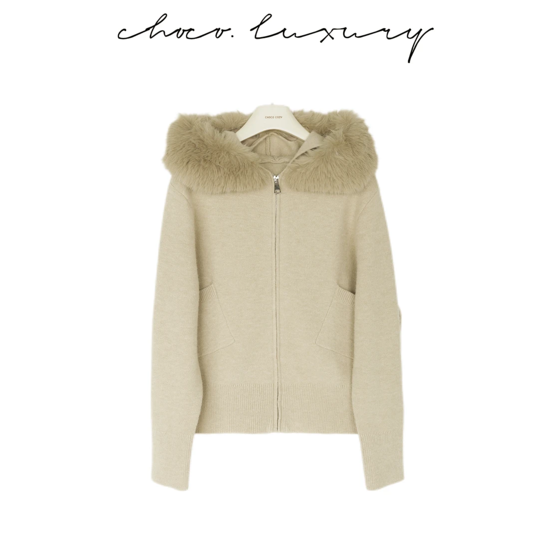CHOCO【香草奶盖】北极绒 巨软糯 重工毛领外套 D3667