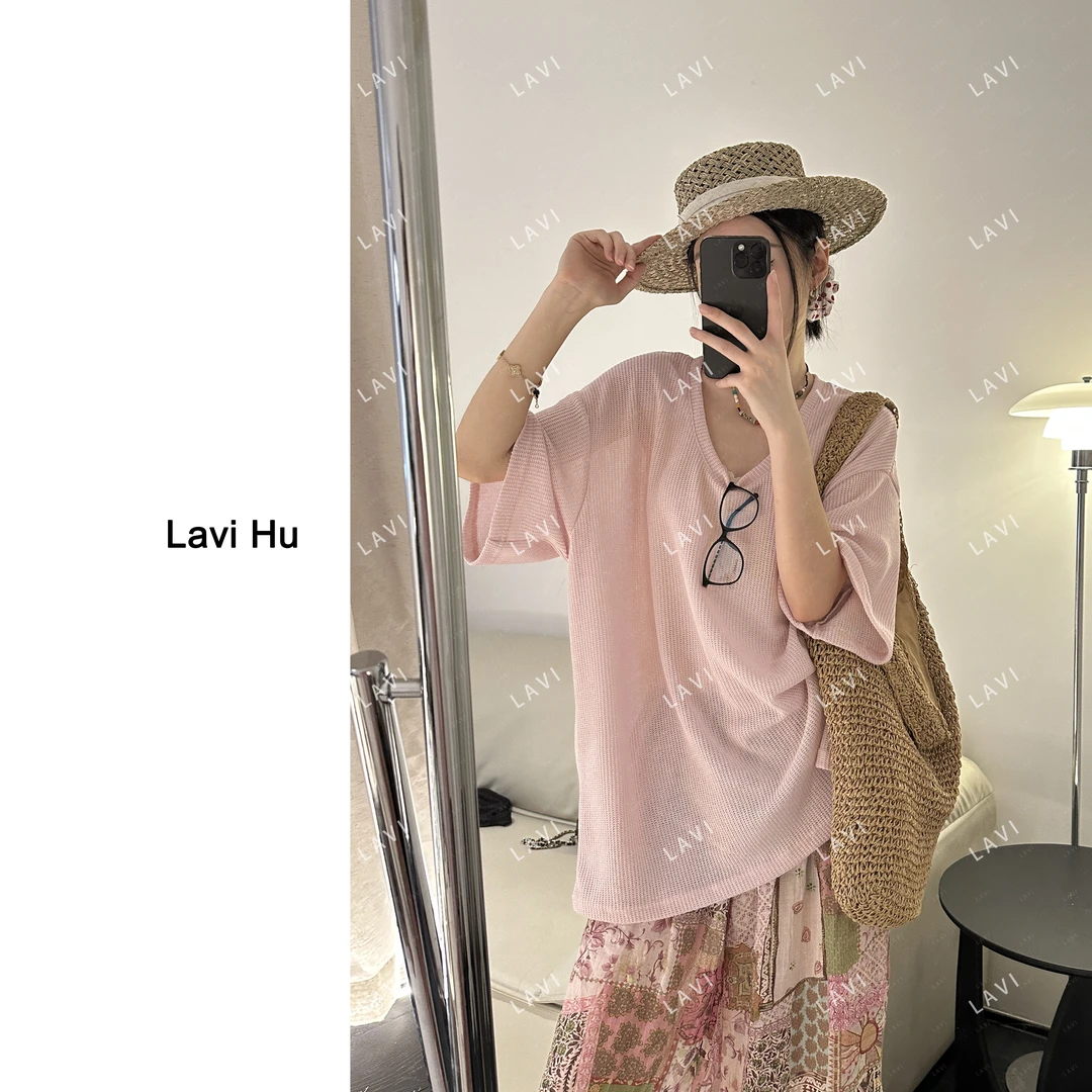 盛夏花开的末尾 夏季慵懒风毛针织衫薄款高质感穿搭6716