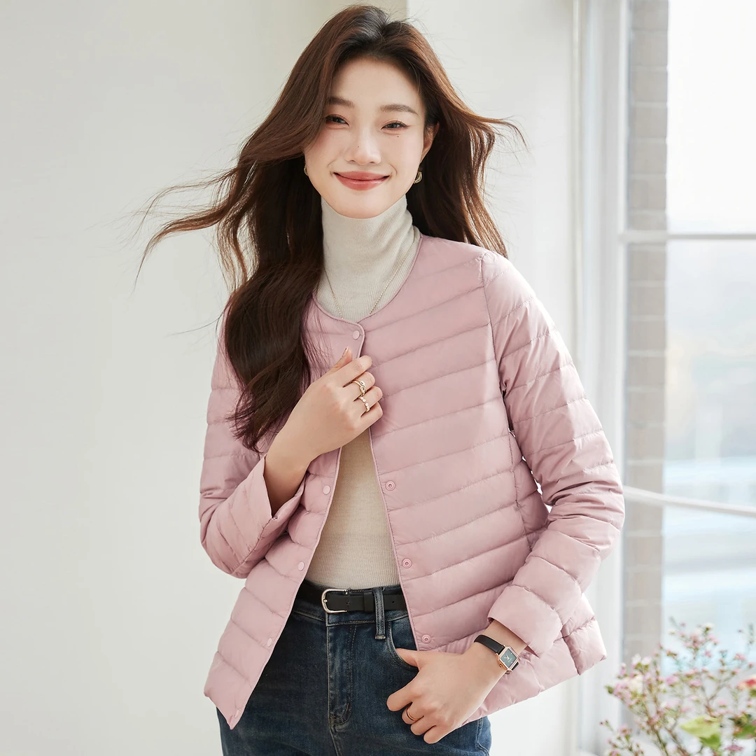 白鸭绒轻薄内胆打底羽绒服女2025年新款冬天洋气无领保暖内穿外套