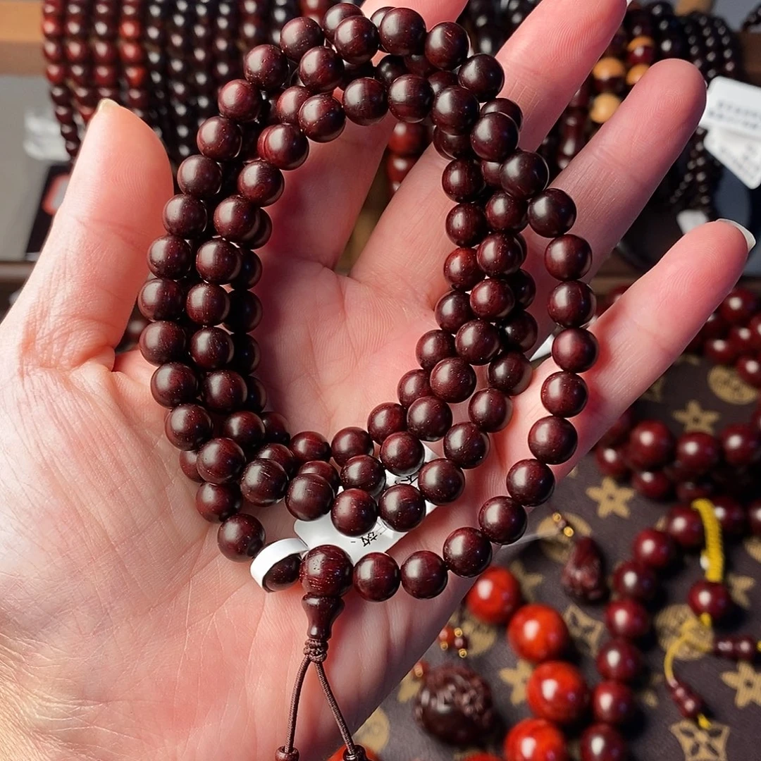 小叶紫檀手串/手链原汁原味小叶紫檀0.7鳞底带金星