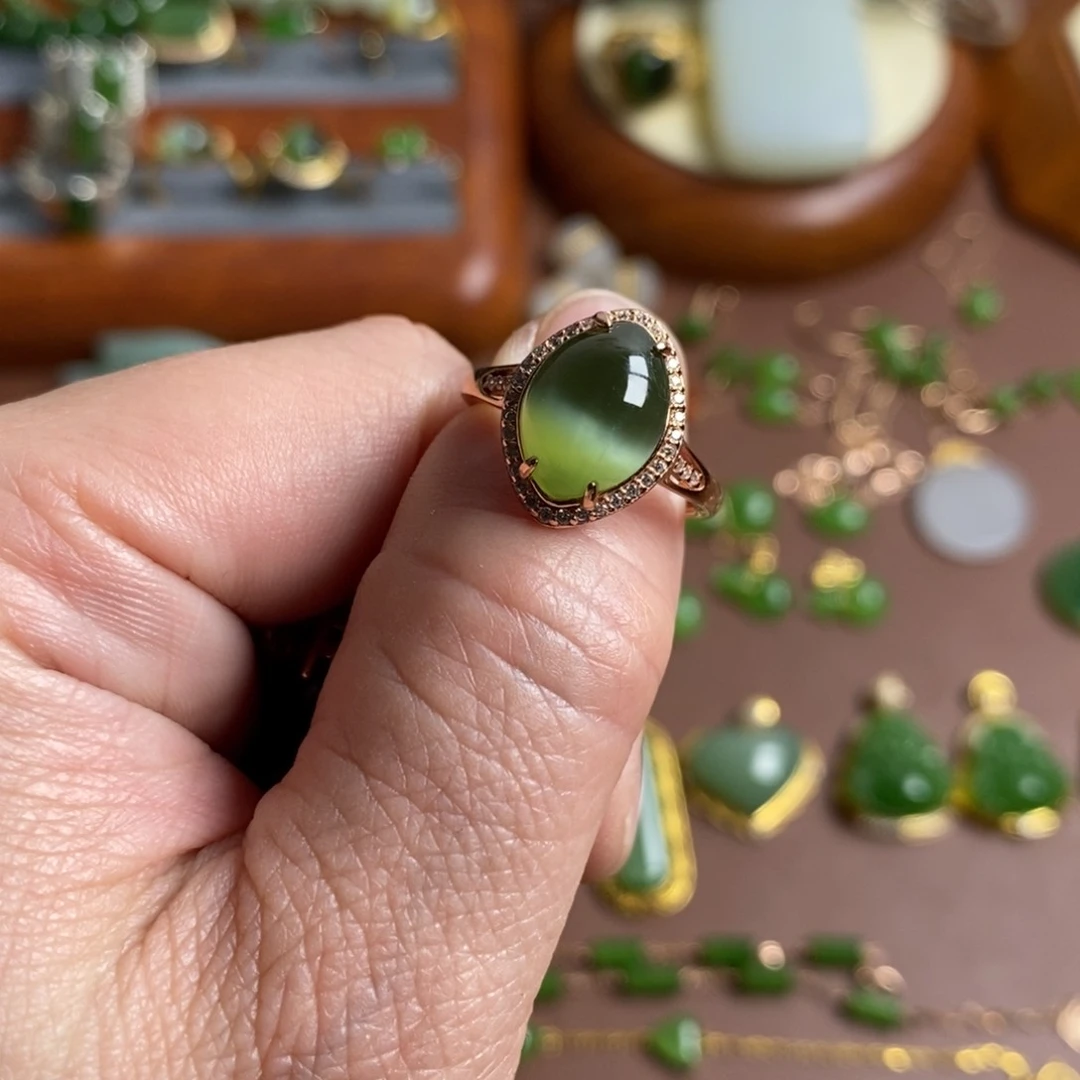 和田玉戒指银S925镶嵌林***?