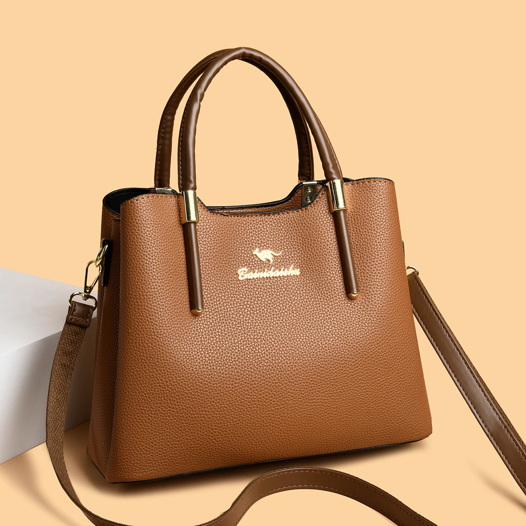 新款时尚简约单肩斜挎包2110黄棕色