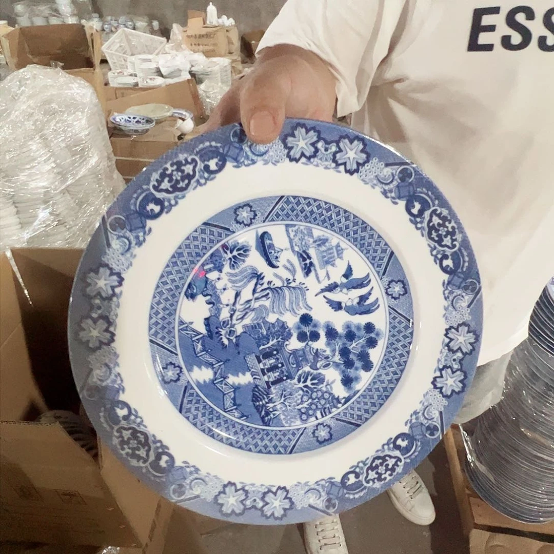 瓷片景德镇陶瓷苏州园林盘一只