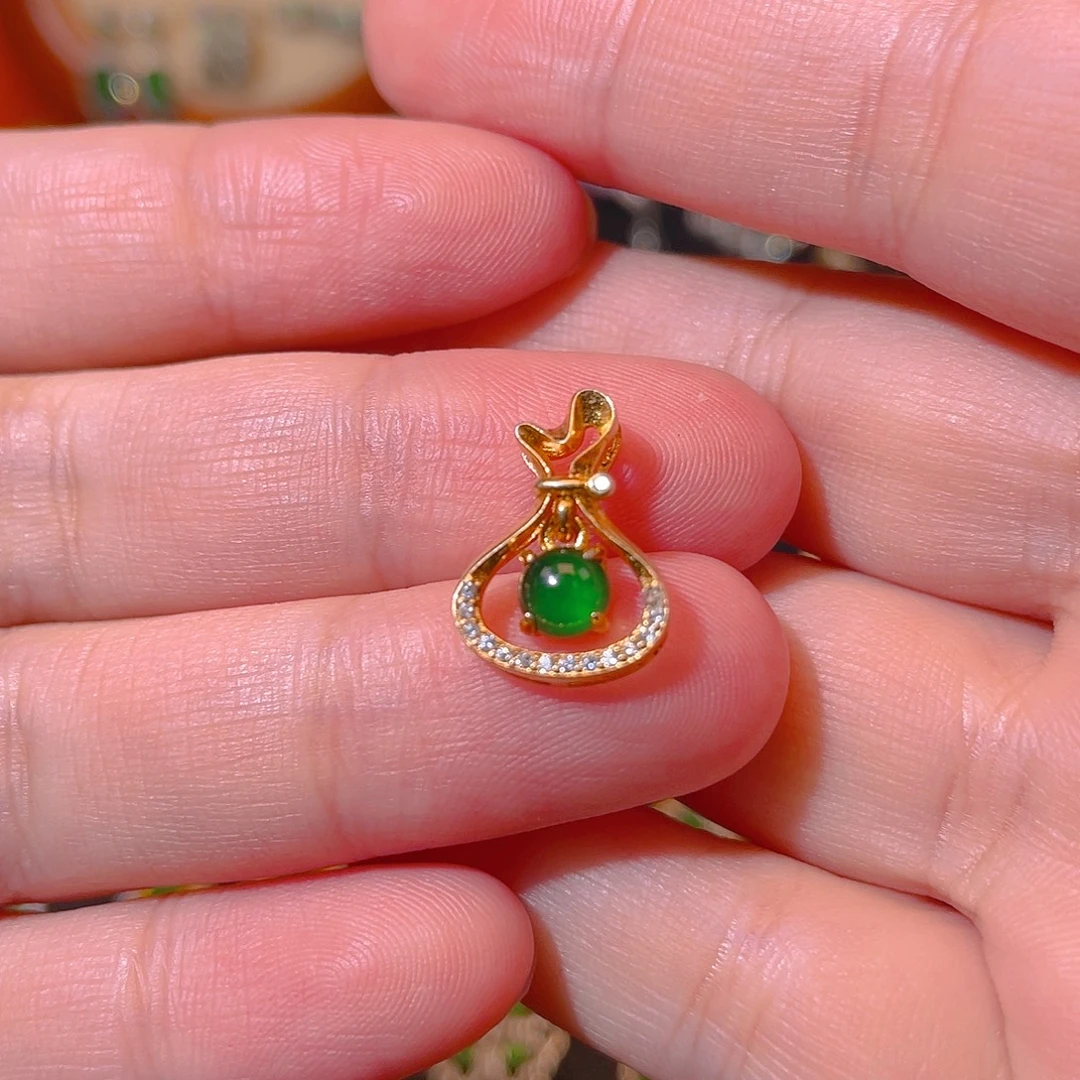 翡翠银S925镶嵌吊坠(不含链)