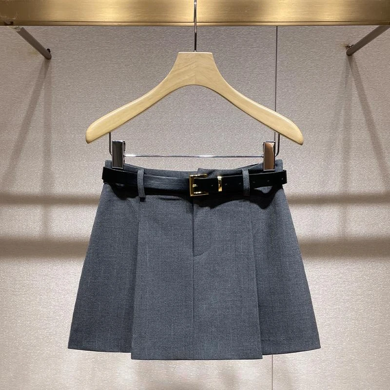 独特超好看半身裙2025春季新款灰色短裙女百褶A字半裙高级感辣妹