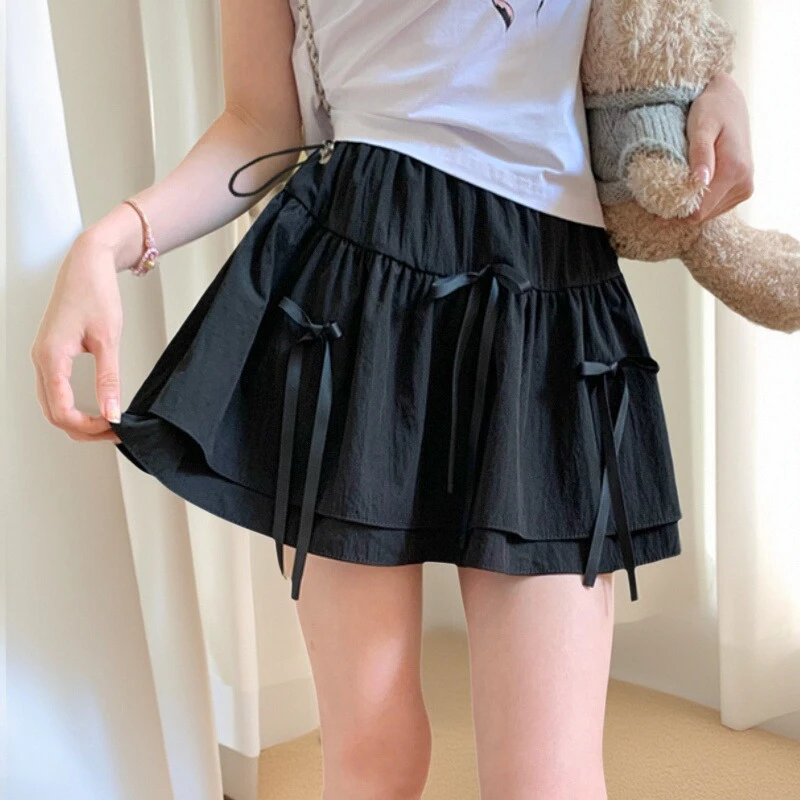 孕妇短裙夏季小个子蝴蝶结蛋糕裙2025新款法式蓬蓬裙子白色半身裙