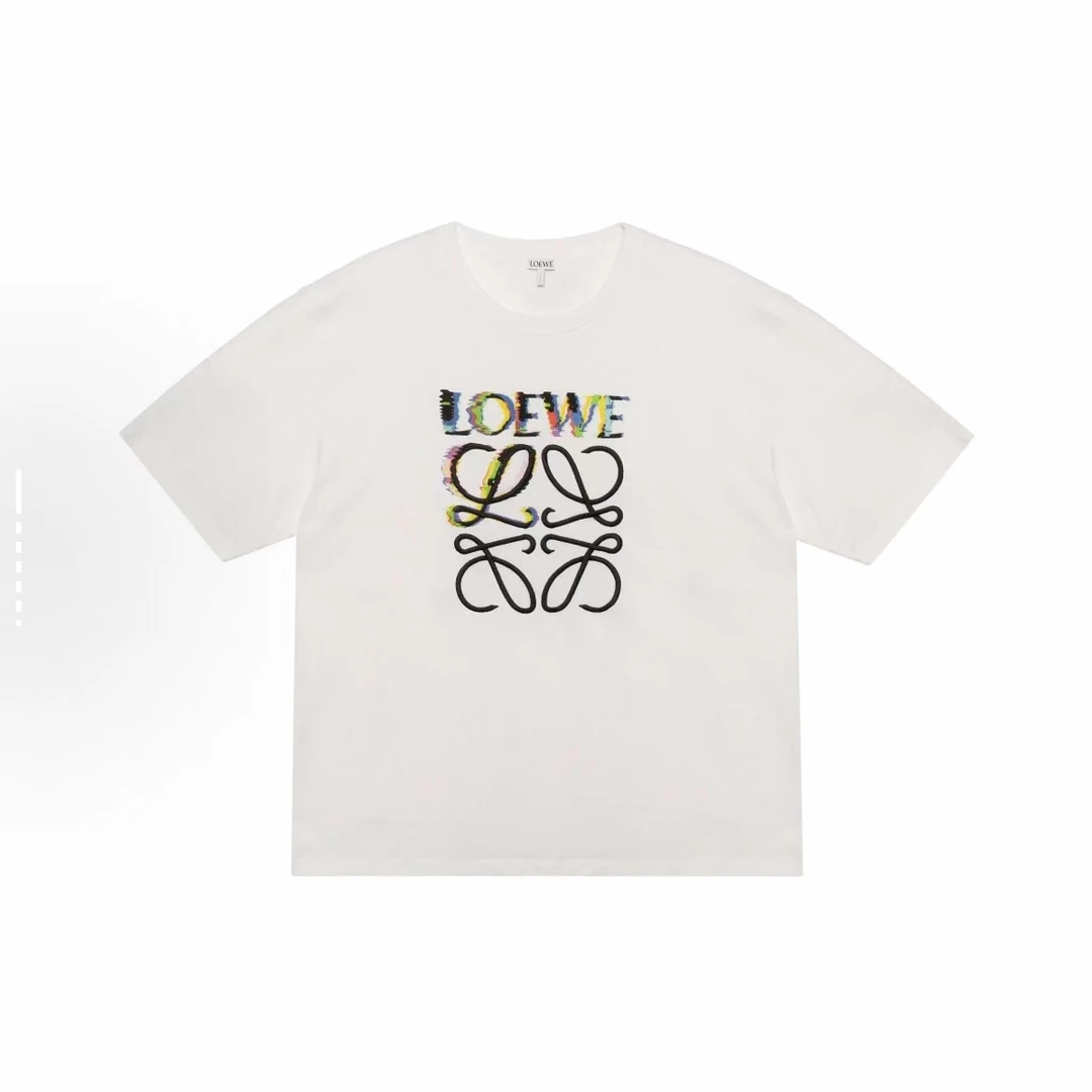 LOEWE罗意威 故障效果字母短袖 白色
