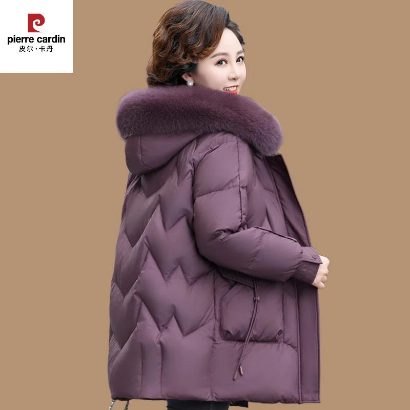 皮尔卡丹妈妈冬季羽绒服女2024新款中长款冬装加厚中老年女装气质