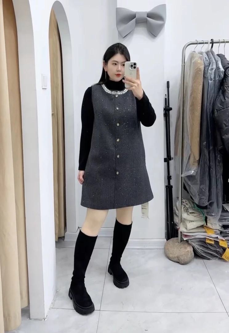 大静大码女装两件套连衣裙