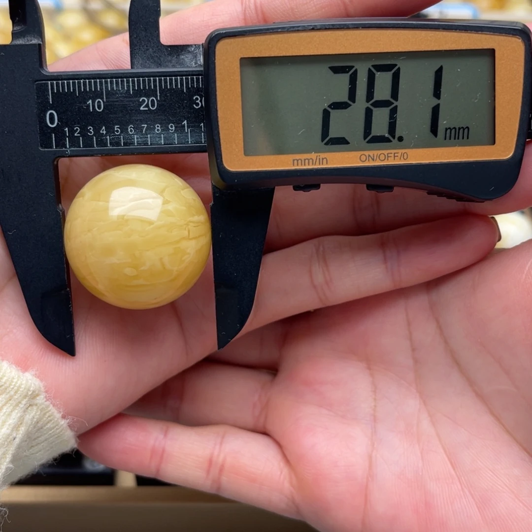 琥珀未镶嵌裸石蜜蜡圆珠笑