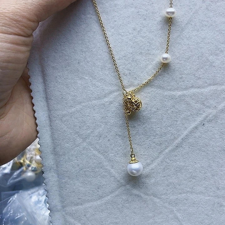 淡水珍珠胸饰银S925镶嵌