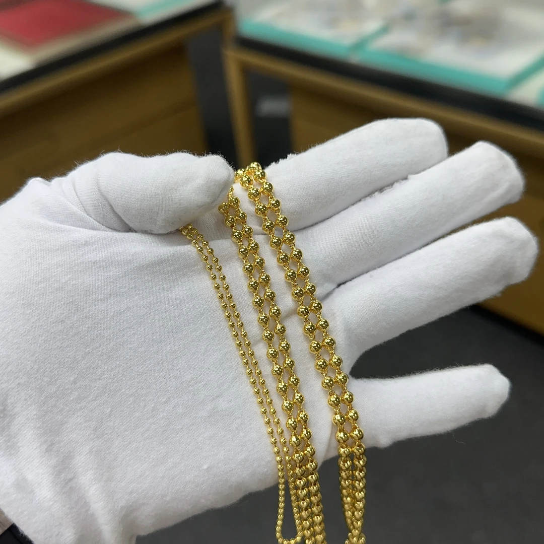 链子足银 足银项链精美光珠卡2卡3卡4项链时尚简约圆珠项链