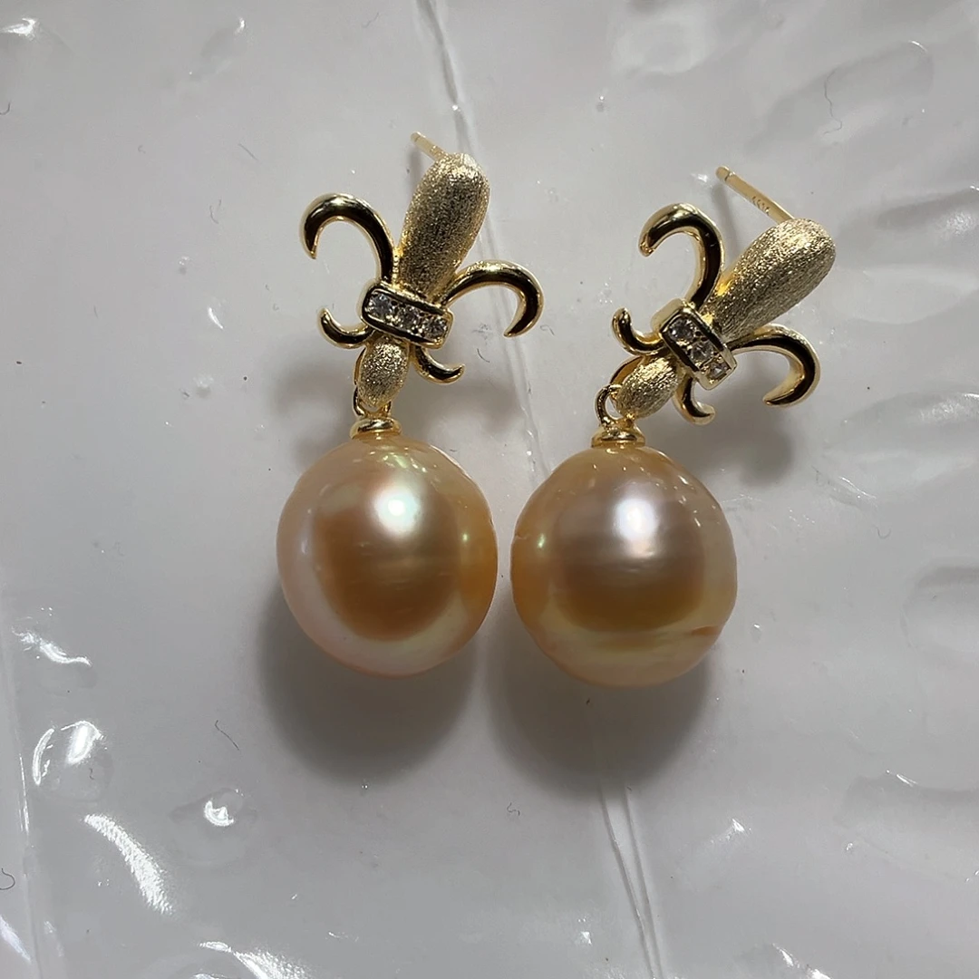 海水珍珠耳饰银S925镶嵌