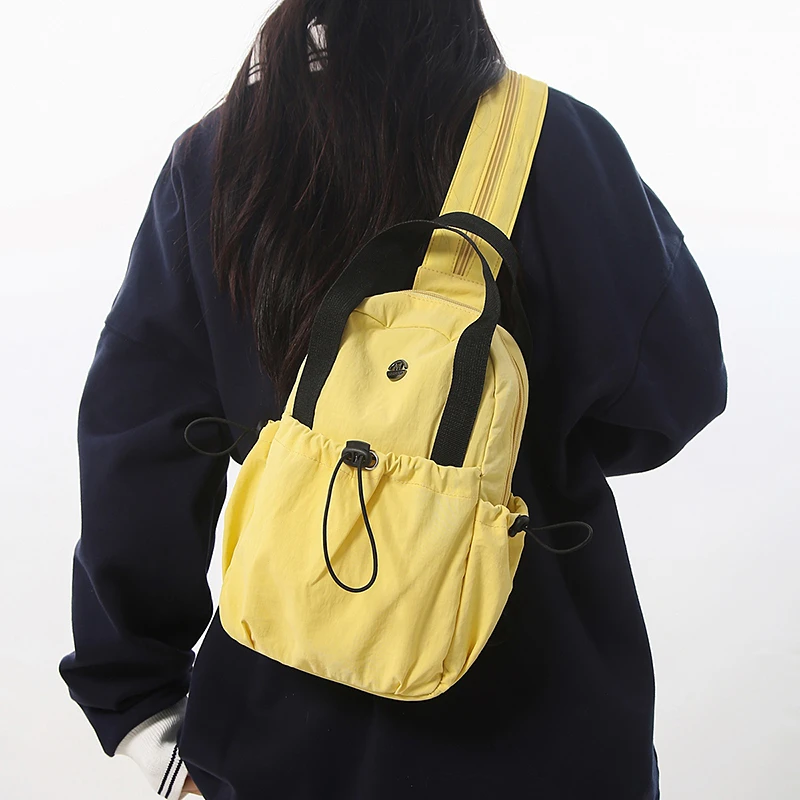 【米谷米谷】2025新款抽绳设计单肩包百搭双肩包简约大容量斜挎包