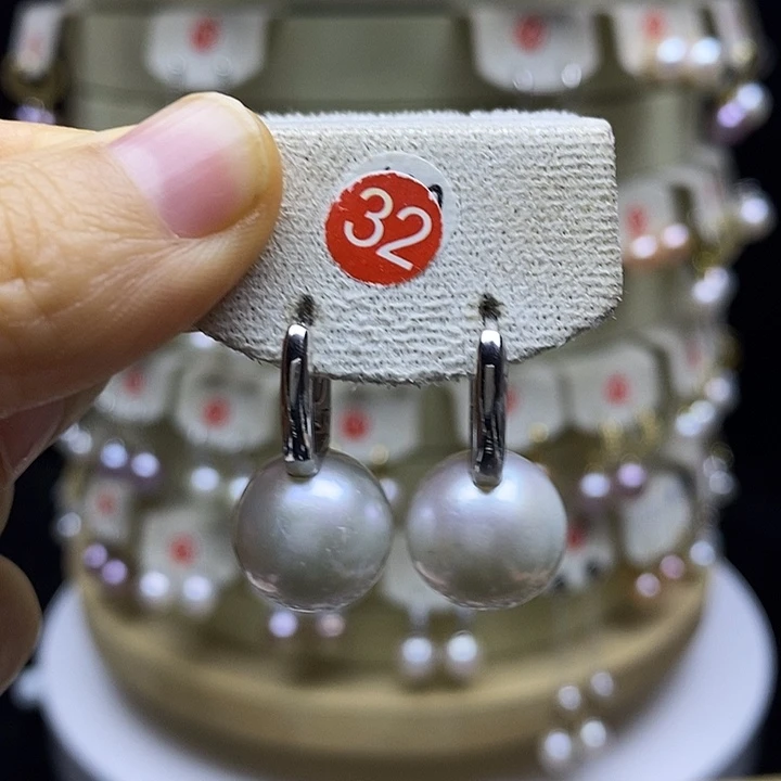淡水珍珠耳饰银S925镶嵌