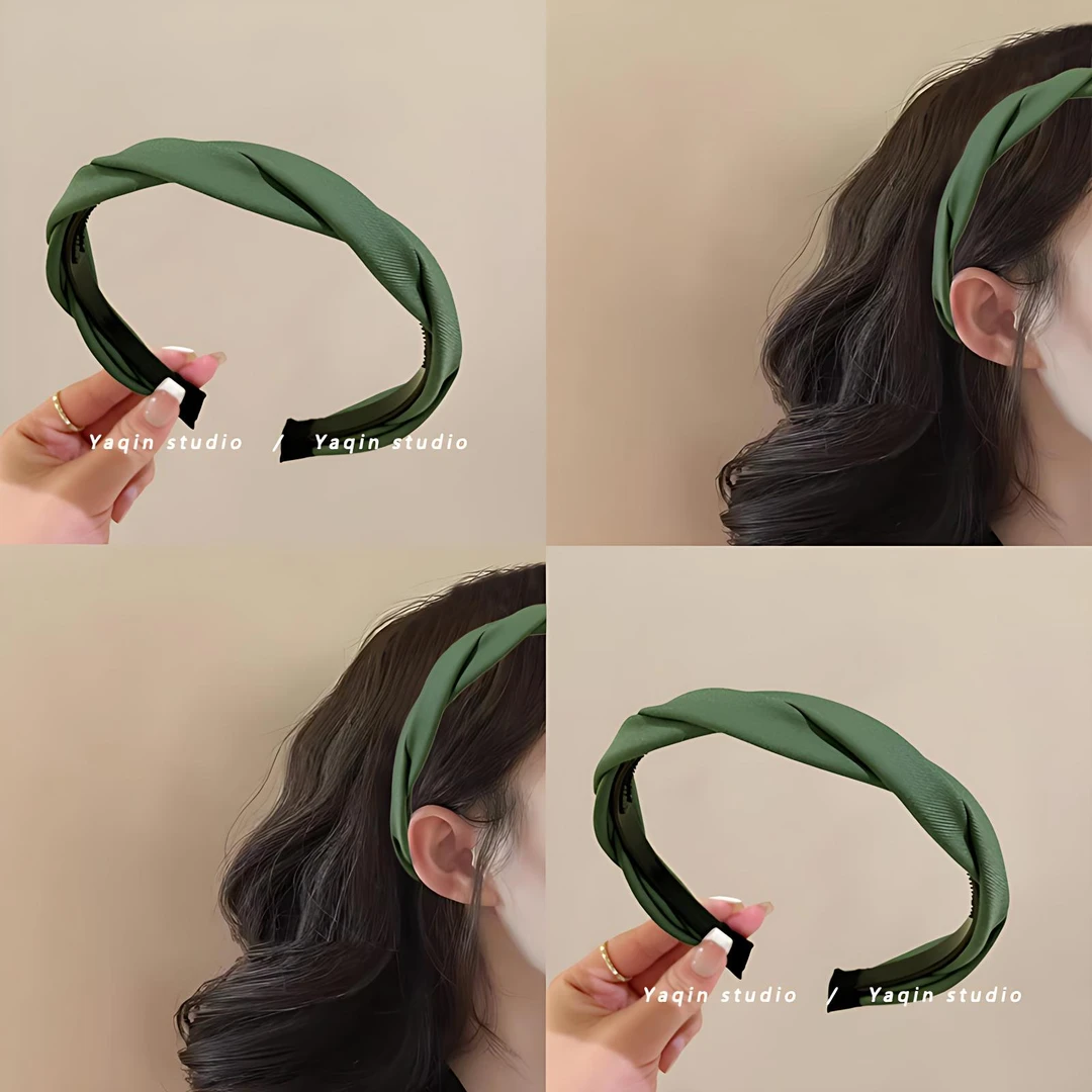 2025款~夏日狂想绿色优雅女式麻花发箍高颅顶气质发箍百搭发夹头