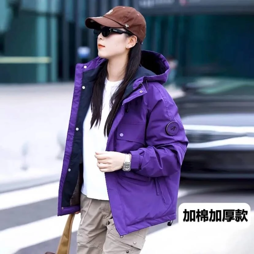 2025秋冬季新款情侣款夹克服防水连帽休闲夹克男女户外登山防风外
