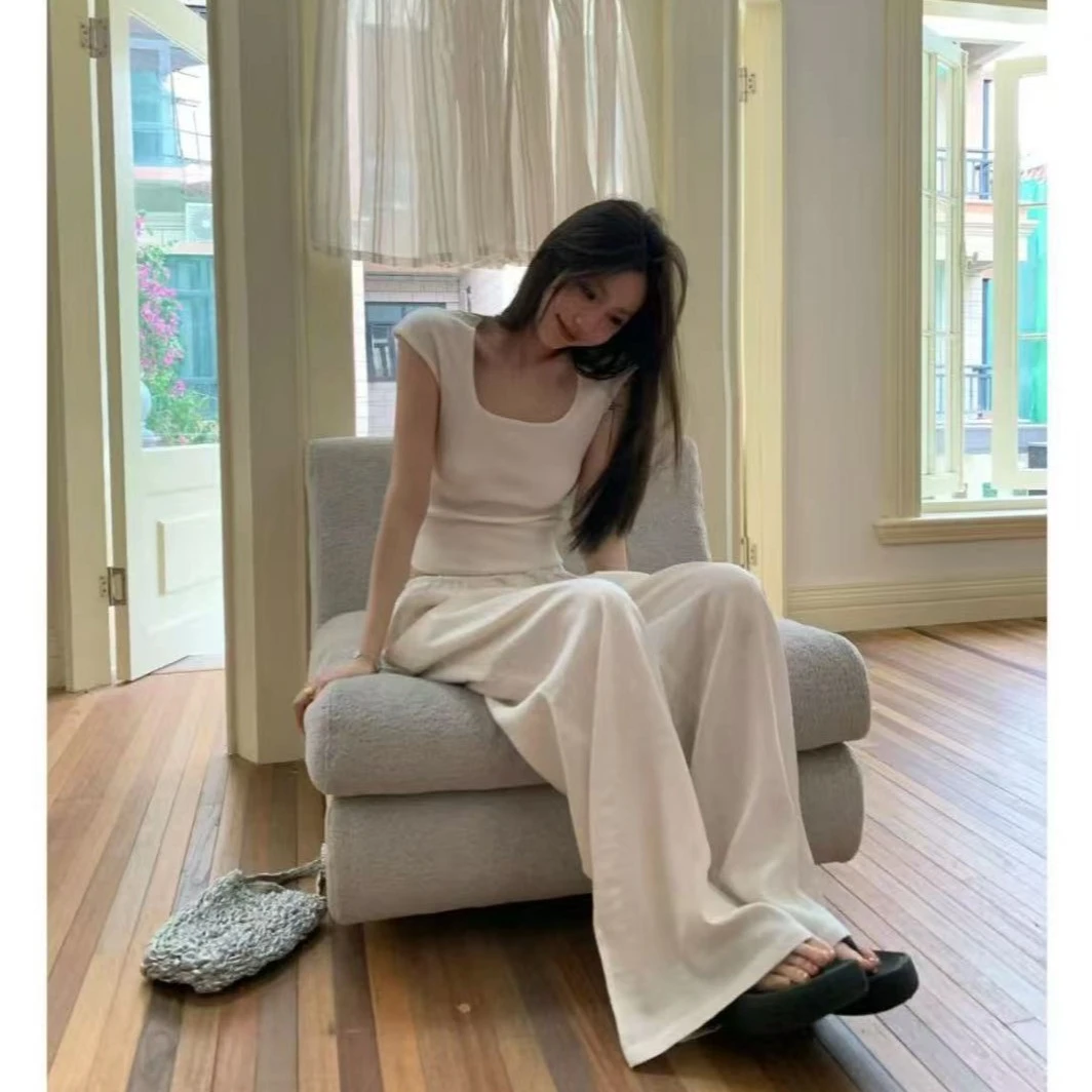 徐秋阳 白雾阔腿裤 春季新款百搭时尚休闲显瘦显白休闲裤12707