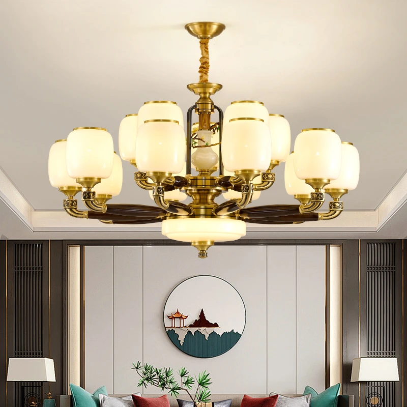 2025新款全铜吊灯家用客厅吊灯餐厅灯别墅大气复式楼高端灯具