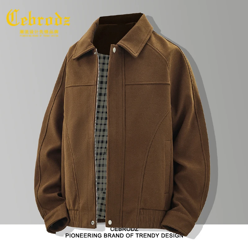 法国Cebrodz美拉德复古翻领夹克男士秋季新款宽松休闲外套美式男