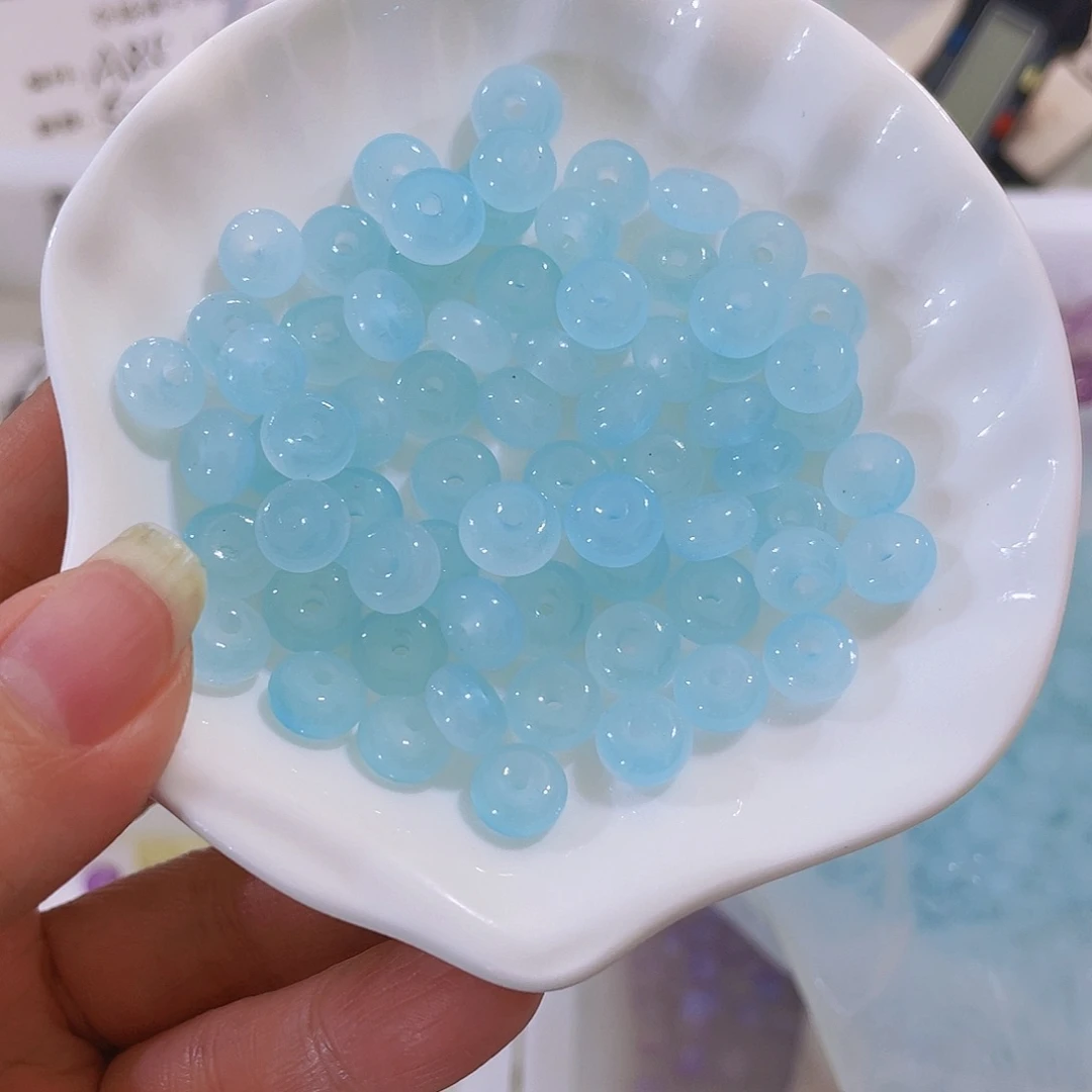 琉璃非金属珠珠算盘珠100颗蓝色