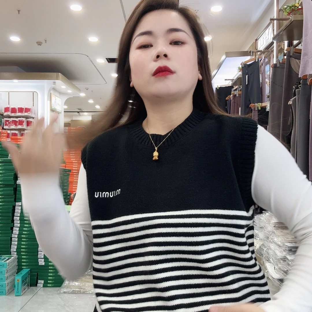 棉黑色条纹马甲福利