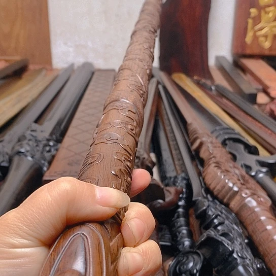 黑檀木80长盘龙棍