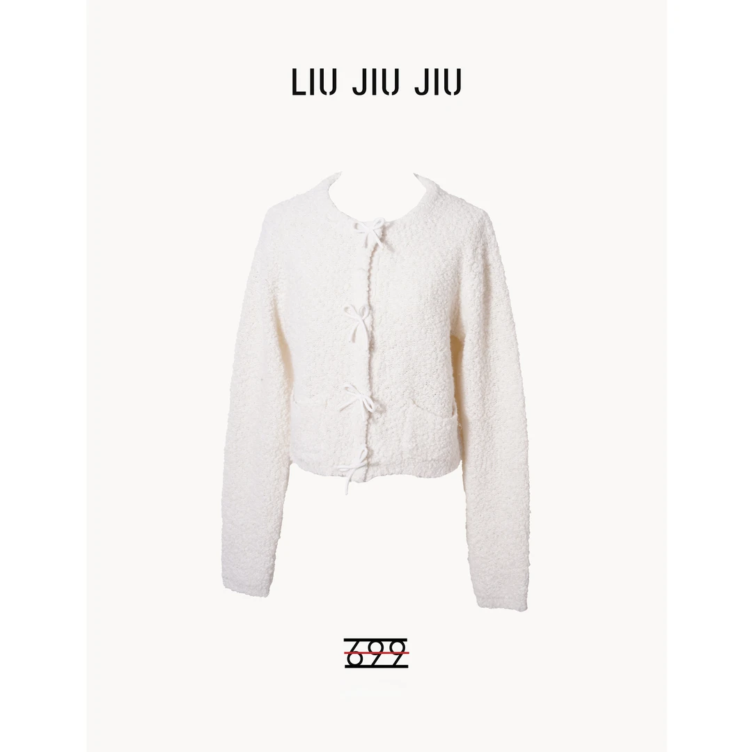 LIUJIUJIU 南油高品定制小香风长袖蝴蝶结上衣秋季短外套SY4854L