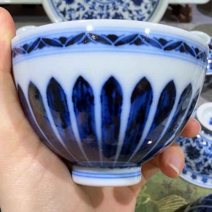 仿明永宣莲心鸡心杯