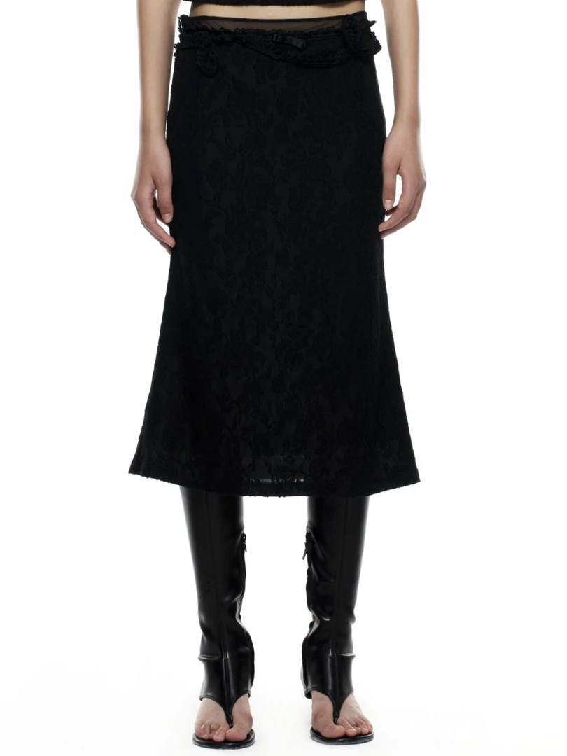 【LIBERTIES】MARRKNULL25SS新品黑色蕾丝拼接半裙