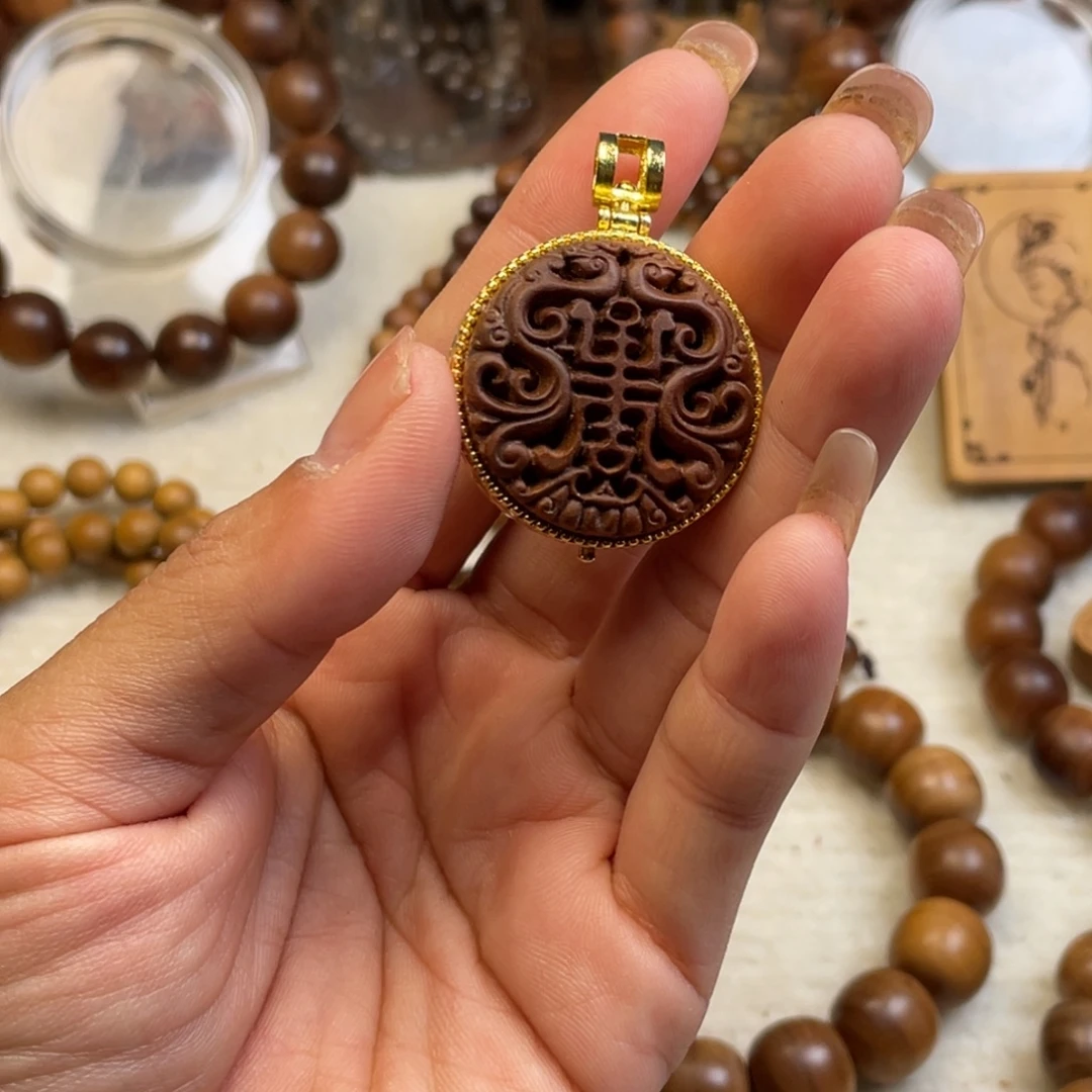 吊坠檀香木印度老山檀香财神吊坠