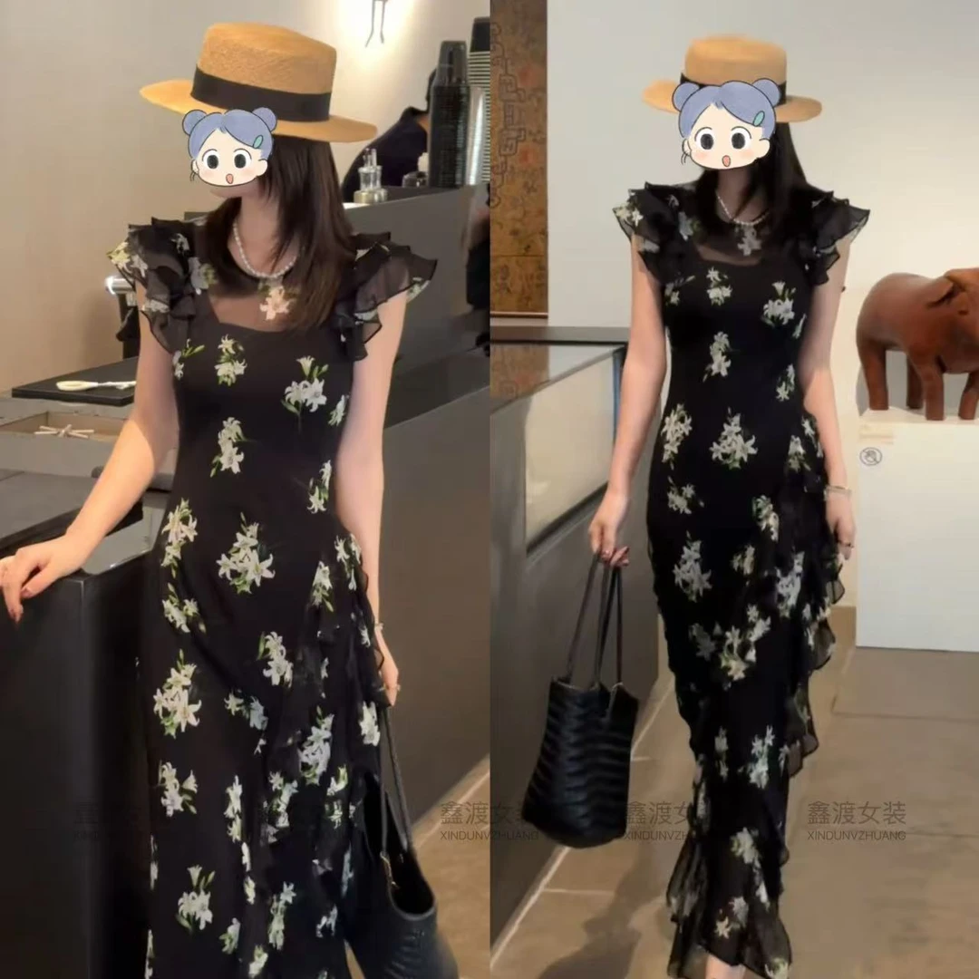 2025夏季新款时尚显瘦气质女士网红洋气连衣裙百搭款D5705