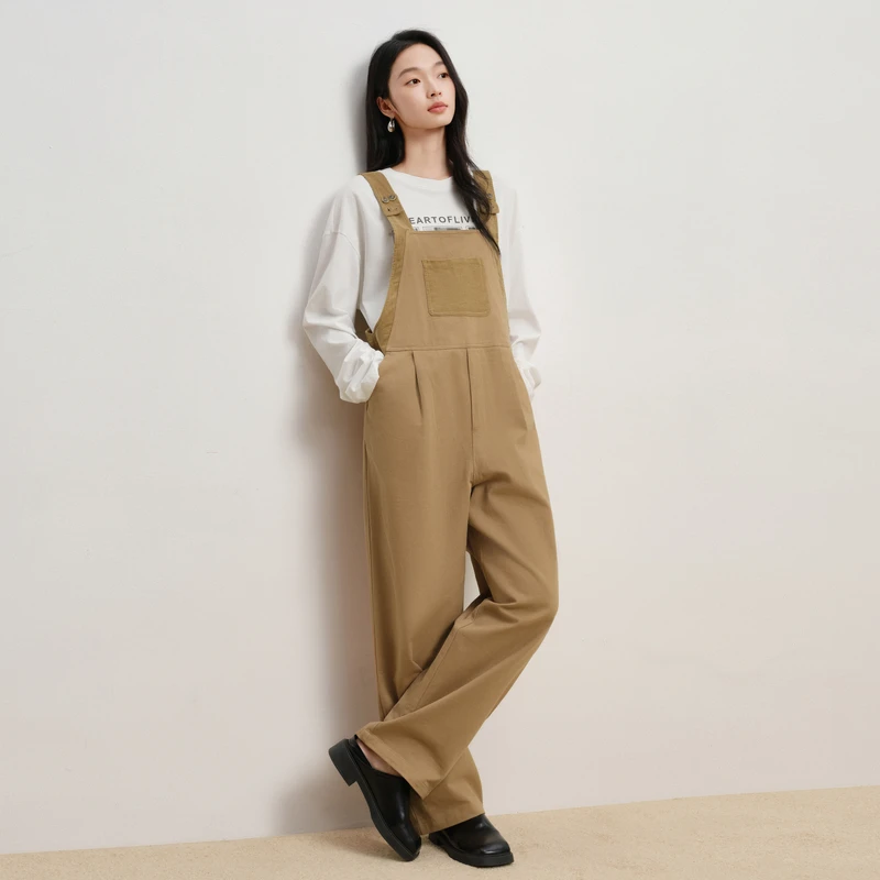 【艾w】洋气牛仔长裤子宽松背带长裤2025春季新款七号铺撤柜女装