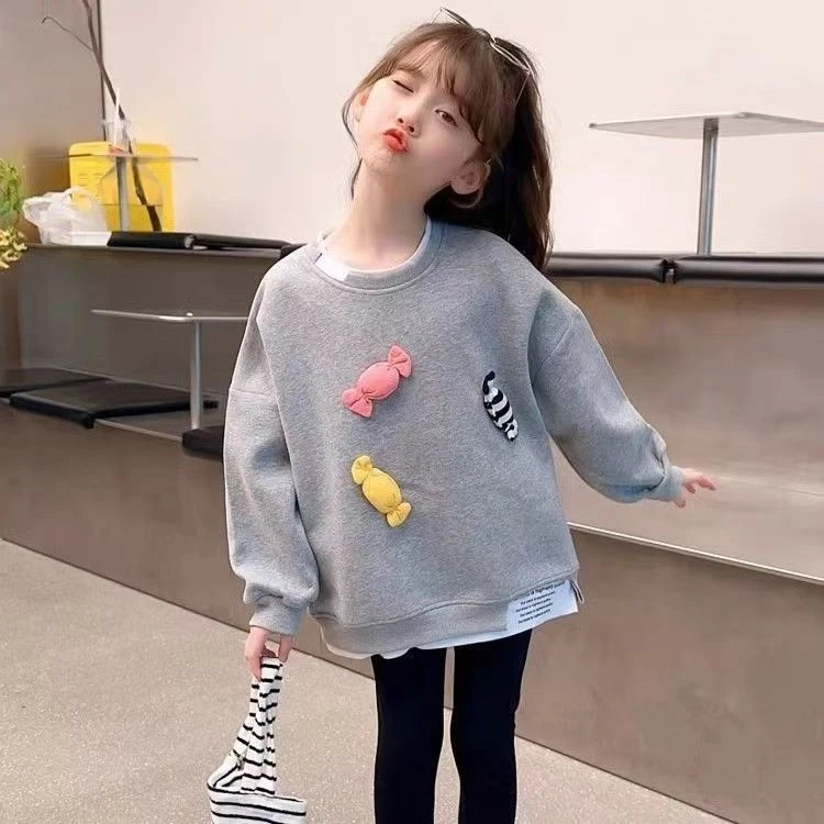 2025纯棉女童假两件长袖卫衣春秋装新款韩版儿童宝宝洋气百搭上衣