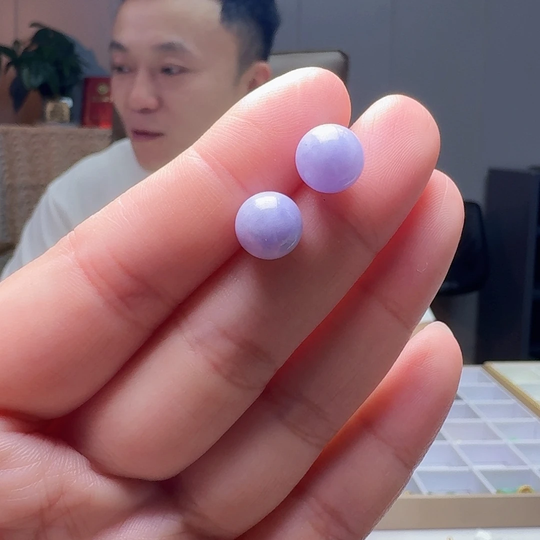 翡翠18K金镶嵌耳饰天然