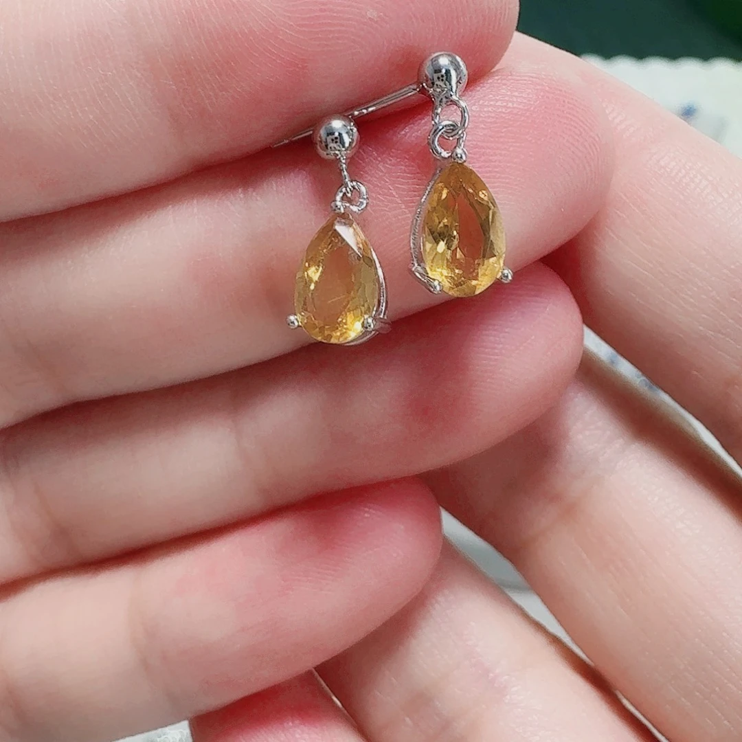 水晶耳饰银S925镶嵌耳钉