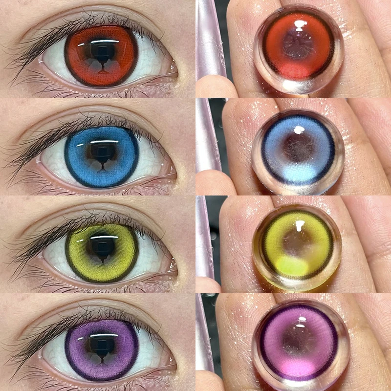 OVOLOOK棕蓝绿红紫色cos美瞳半年抛不伤眼隐形眼镜赛博之夜紫S1