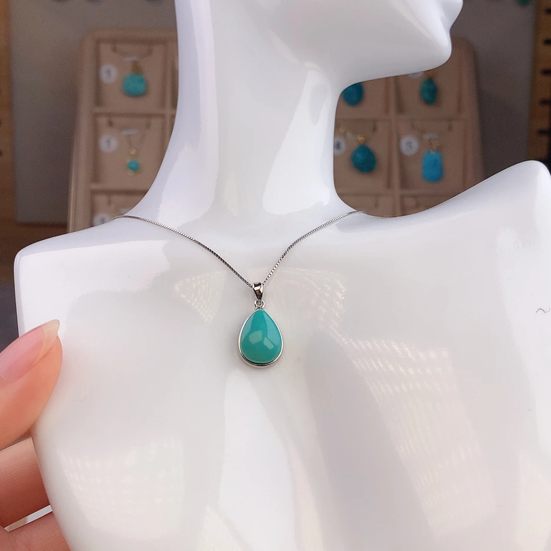 绿松石银S925镶嵌吊坠(不含链)