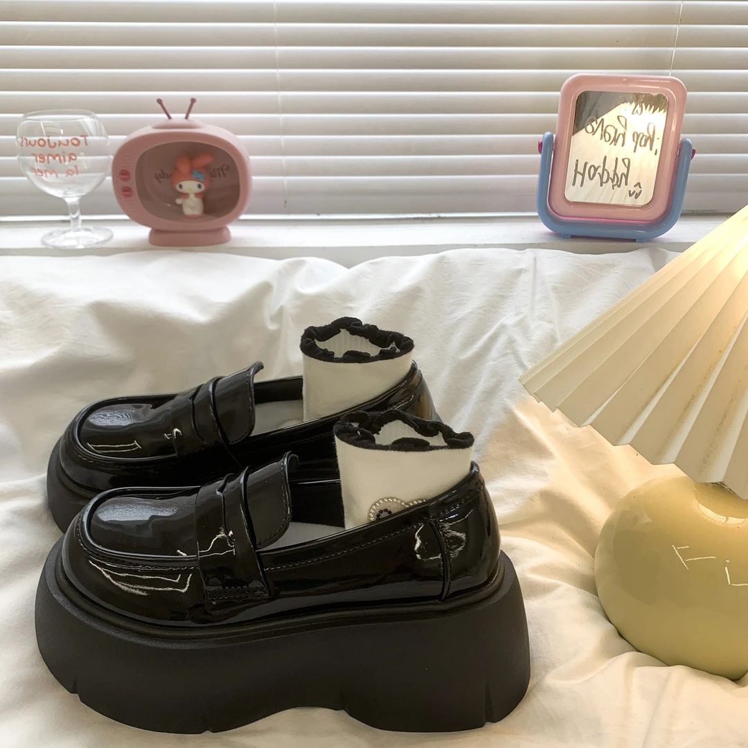 矮子乐小皮鞋女2025夏季新款复古英伦风厚底增高松糕底乐福鞋单鞋