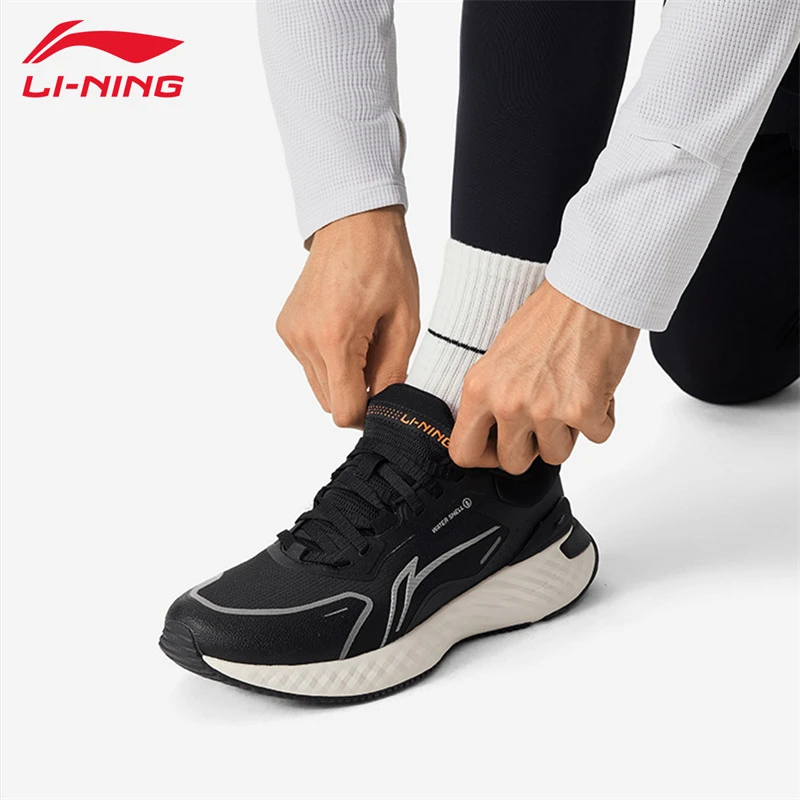 李宁防护云丨防泼水减震慢跑鞋回弹休闲男款皮面运动鞋舒适复古鞋
