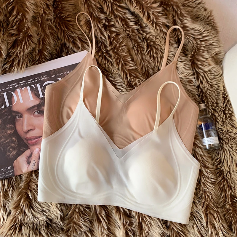提未苏超薄透气内衣裸感贝壳杯大胸显小无钢圈收副乳防下垂文胸罩