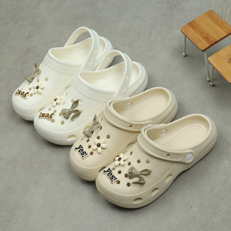洞洞鞋女外穿夏季软底防滑护士包头半拖鞋平底休闲两穿沙滩拖鞋女