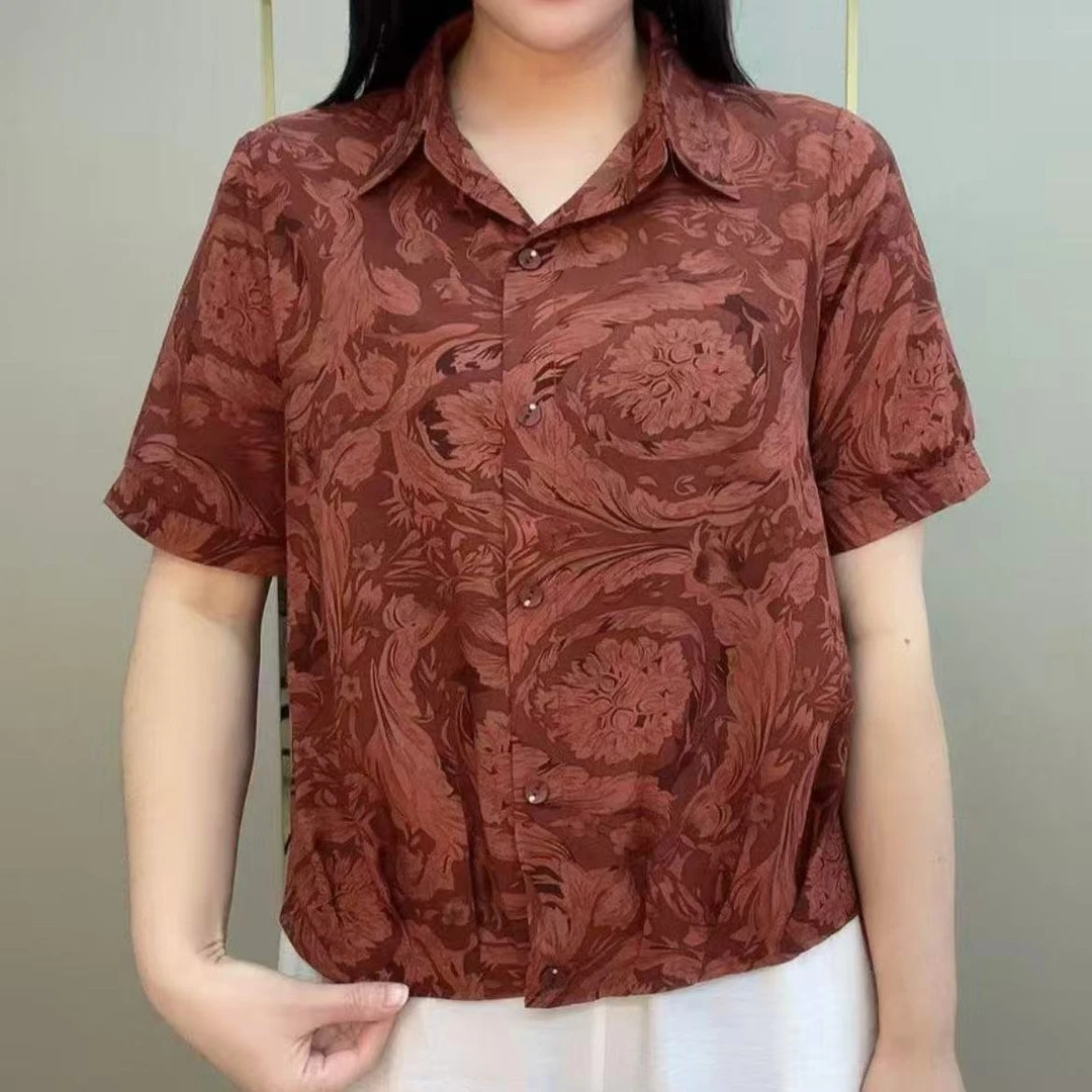 夏季翻领洋气印花翻领百搭衬衫