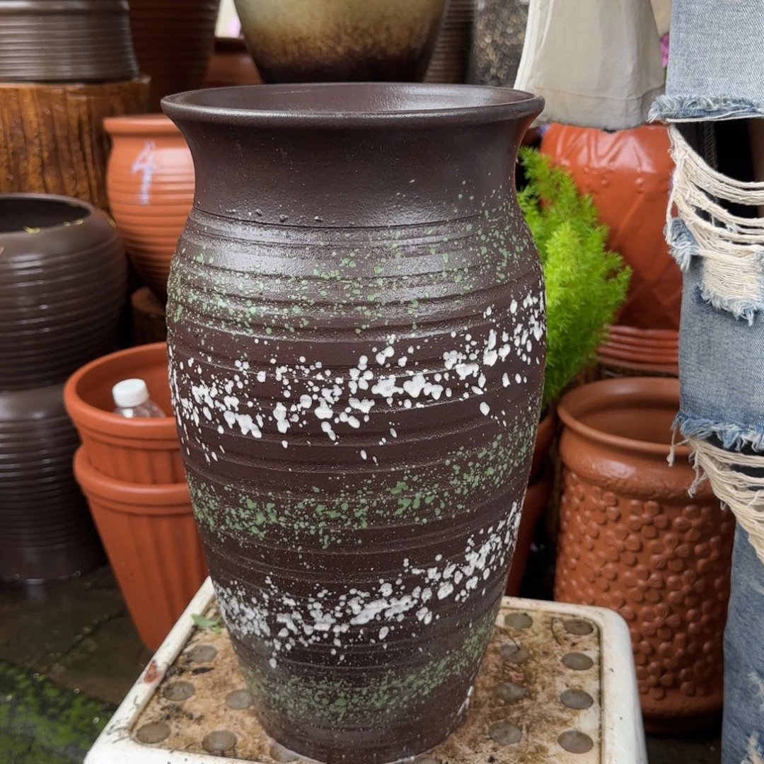 紫砂花盆口20高38宜兴紫砂