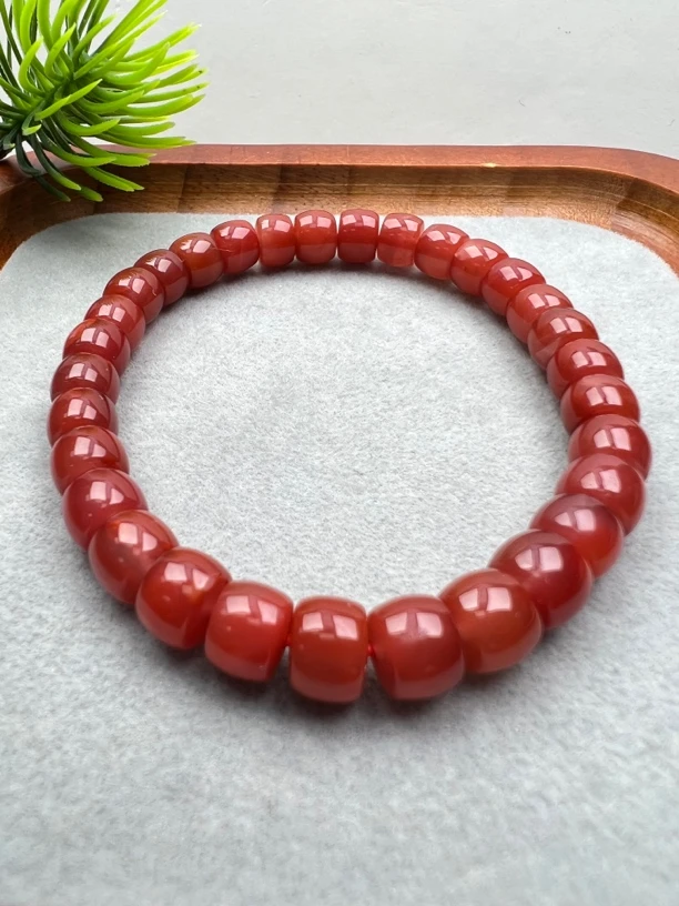 【家喻珠宝】Y45南红玫瑰红玉化精工直切7mm+