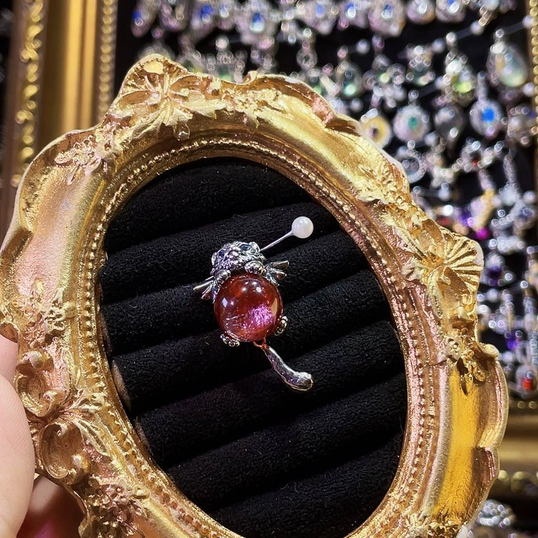 酋***钱925银红胶花翅膀小猫吊坠